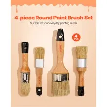 Chalk Wax Paint Brush 4 Piece Furniture Paint Brushes for Painting & Waxing
