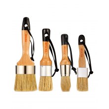 VEVOR Chalk Wax Paint Brush, 4 Piece Wax Paint Brush, Chalk Paint Brushes for Furniture, Acrylic Paint,Milk Paint,Home Decor, Natural Bristle Round Oval Chalk Paint Brush for All Painting and Waxing