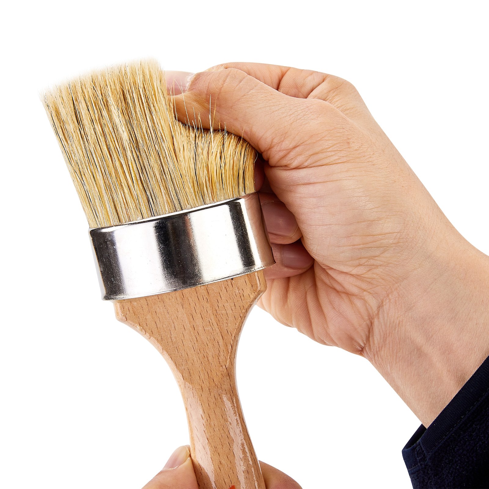 VEVOR Chalk Wax Paint Brush, 4 Piece Wax Paint Brush, Chalk Paint Brushes for Furniture, Acrylic Paint,Milk Paint,Home Decor, Natural Bristle Round Oval Chalk Paint Brush for All Painting and Waxing