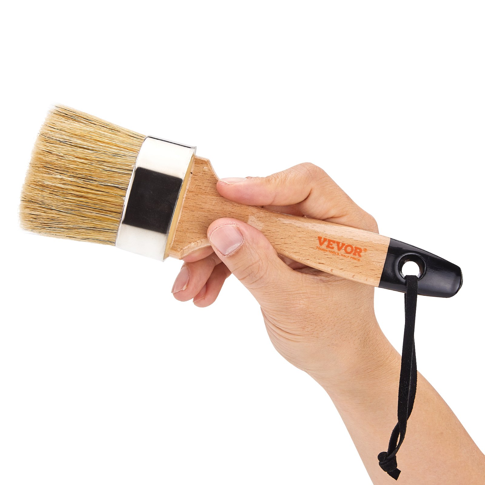 VEVOR Chalk Wax Paint Brush, 4 Piece Wax Paint Brush, Chalk Paint Brushes for Furniture, Acrylic Paint,Milk Paint,Home Decor, Natural Bristle Round Oval Chalk Paint Brush for All Painting and Waxing