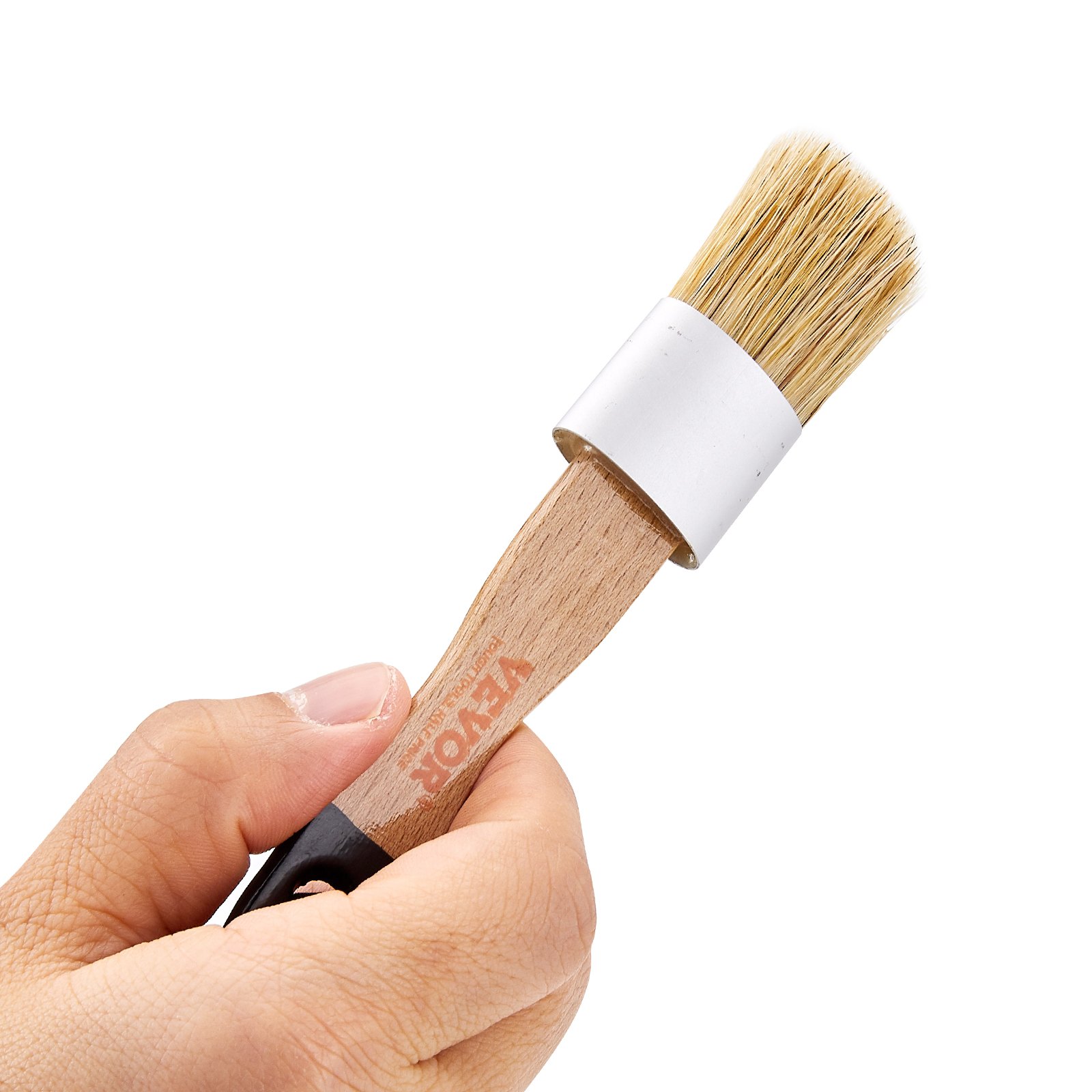 VEVOR Chalk Wax Paint Brush, 4 Piece Wax Paint Brush, Chalk Paint Brushes for Furniture, Acrylic Paint,Milk Paint,Home Decor, Natural Bristle Round Oval Chalk Paint Brush for All Painting and Waxing