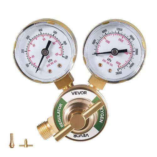 YESWELDER Sauerstoffregler CGA540 – 0-4000PSI & 0-100PSI Manometer Mit T-Griff Und Schlauchanschluss