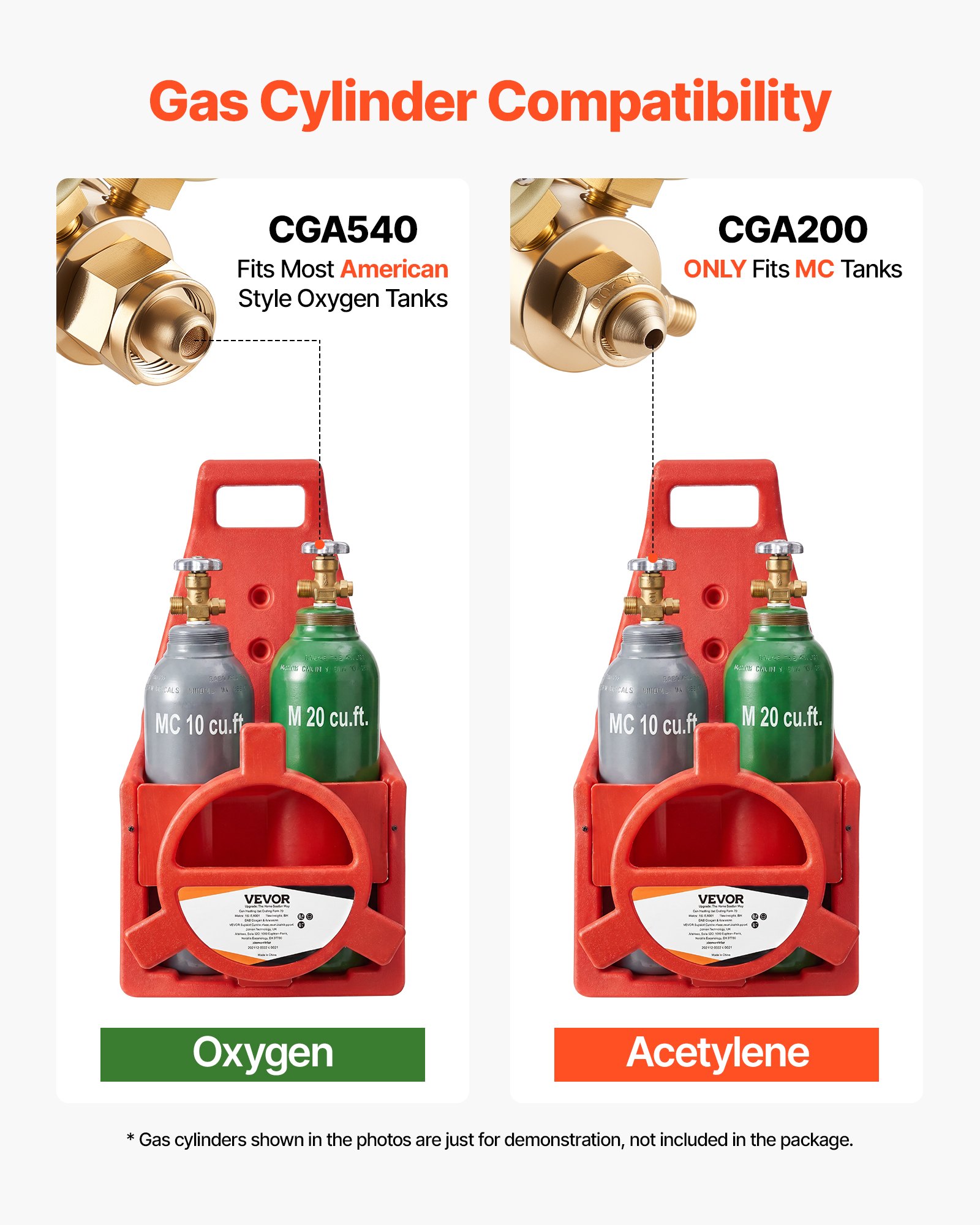 VEVOR Oxygen Acetylene Torch Kit with Check Valves, Gas Welding Cutting Torch Kit, Portable Oxy Acetylene Brazing Set with 15FT Twin-Hose, 1 Cutting Tip, 2 Welding Tips, 2 Regulators & Cylinder Holder