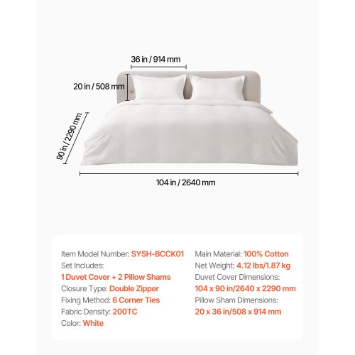 US standard king duvet cover size dimensions 104x90 inches with mattress overhang