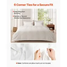 VEVOR King Duvet Cover Set, 100% Cotton, 3 Pieces Bedding Set King Size with 1 Duvet Cover 104 x 90 in and 2 Pillow Shams 20 x 36 in, Soft Breathable, Double Zipper Closure, for Home Bedding, White