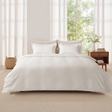 VEVOR King Duvet Cover Set, 100% Cotton, 3 Pieces Bedding Set King Size with 1 Duvet Cover 104 x 90 in and 2 Pillow Shams 20 x 36 in, Soft Breathable, Double Zipper Closure, for Home Bedding, White