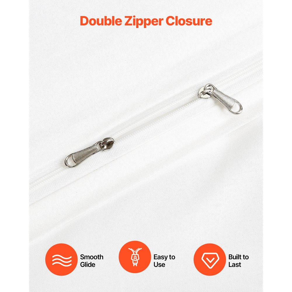 VEVOR Queen Duvet Cover Set, 100% Cotton, 3 Pieces Bedding Set Queen Size with 1 Duvet Cover 90 x 90 in and 2 Pillow Shams 20 x 26 in, Soft Breathable, Double Zipper Closure, for Home Bedding, White