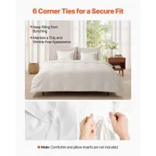 VEVOR Queen Duvet Cover Set, 100% Cotton, 3 Pieces Bedding Set Queen Size with 1 Duvet Cover 90 x 90 in and 2 Pillow Shams 20 x 26 in, Soft Breathable, Double Zipper Closure, for Home Bedding, White