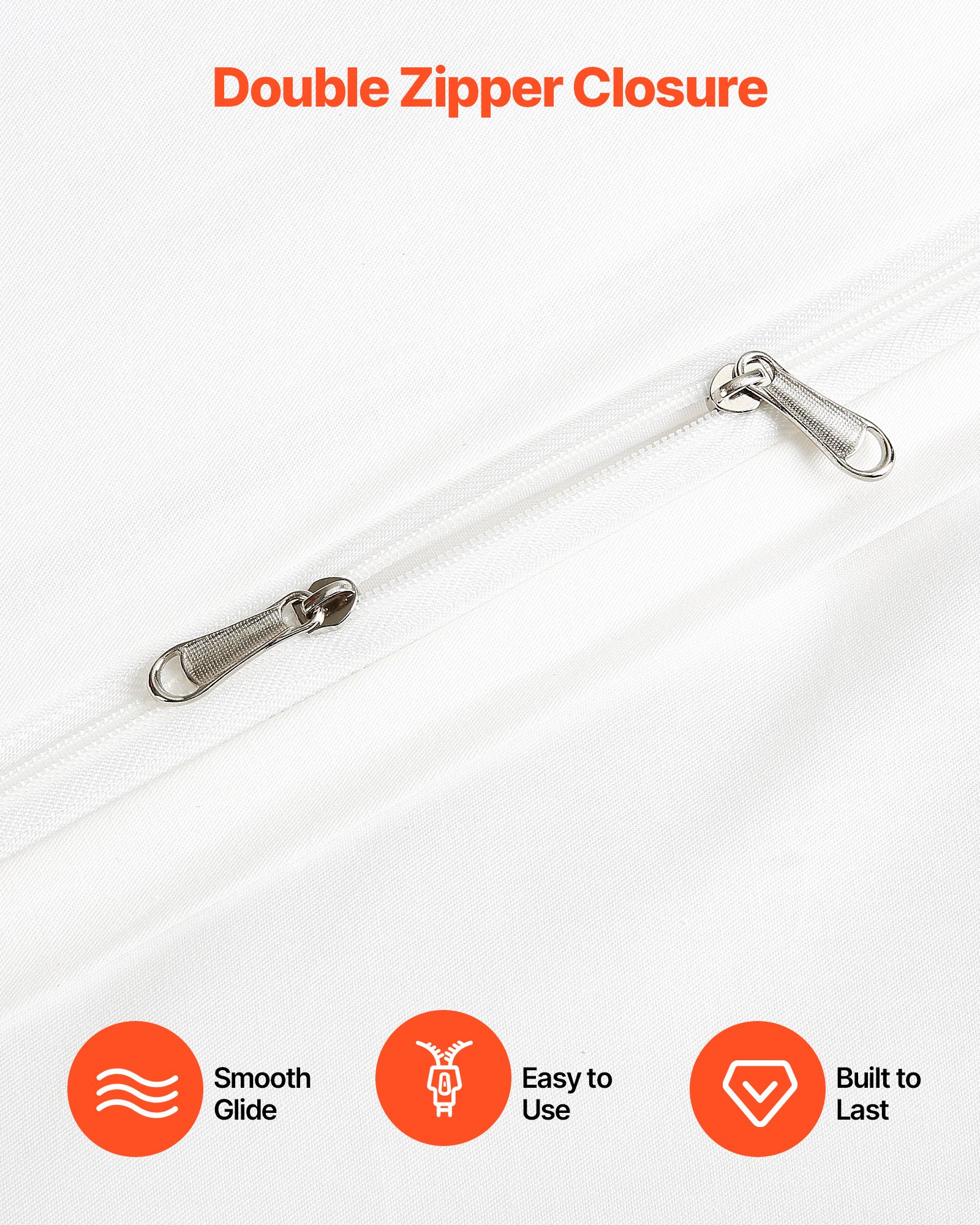 VEVOR Queen Duvet Cover Set, 100% Cotton, 3 Pieces Bedding Set Queen Size with 1 Duvet Cover 90 x 90 in and 2 Pillow Shams 20 x 26 in, Soft Breathable, Double Zipper Closure, for Home Bedding, White