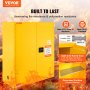 VEVOR Flammable Storage Cabinet 30 Gal, 43.1x18.1x50.1 inch Cold-Rolled Steel Flammable Liquid Storage Cabinet Explosion Proof with 1 Adjustable Shelf 2 Manual Closing Doors for Industrial Use, Yellow