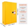 VEVOR Flammable Safety Cabinet, 45 Gal, Cold-Rolled Steel Flammable Liquid Storage Cabinet, 42.9 x 18.1 x 65.2 in Explosion Proof with 2 Adjustable Shelves 2 Manual Doors for Industrial Use, Yellow
