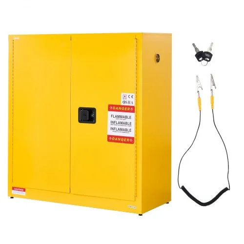 VEVOR Flammable Cabinet, 43.0 x 18.1 x 46.4 Inch, 29 Gallon Flammable Storage Cabinet with Adjustable Shelf, Cold-Rolled and Galvanized Steel Fire Cabinets, for Commercial Industrial Home Use, Yellow