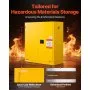 VEVOR Flammable Cabinet, 109.2 x 46 x 118 cm, 29 Gallon Flammable Storage Cabinet with Adjustable Shelf, Cold-Rolled and Galvanized Steel Fire Cabinets, for Commercial Industrial and Home Use, Yellow