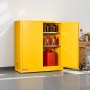 VEVOR Brandfarligt skab, 109,2 x 46 x 118 cm, 29 gallon brandfarligt opbevaringsskab med justerbar hylde, koldvalsede og galvaniserede stålbrandskabe, til kommerciel, industriel og hjemmebrug, gul