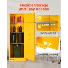 23 Gal Flammable Storage Cabinet with Adjustable Shelf for Flammable Liquids