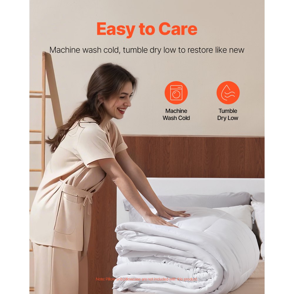 VEVOR Comforter Duvet Insert, 102 x 90 in, King Size Down Alternative Comforter, Quilted All Season Duvet with 4 Tabs, Soft & Machine Washable, Box Stitched Bedding for Home Hotel, Women/Men, White