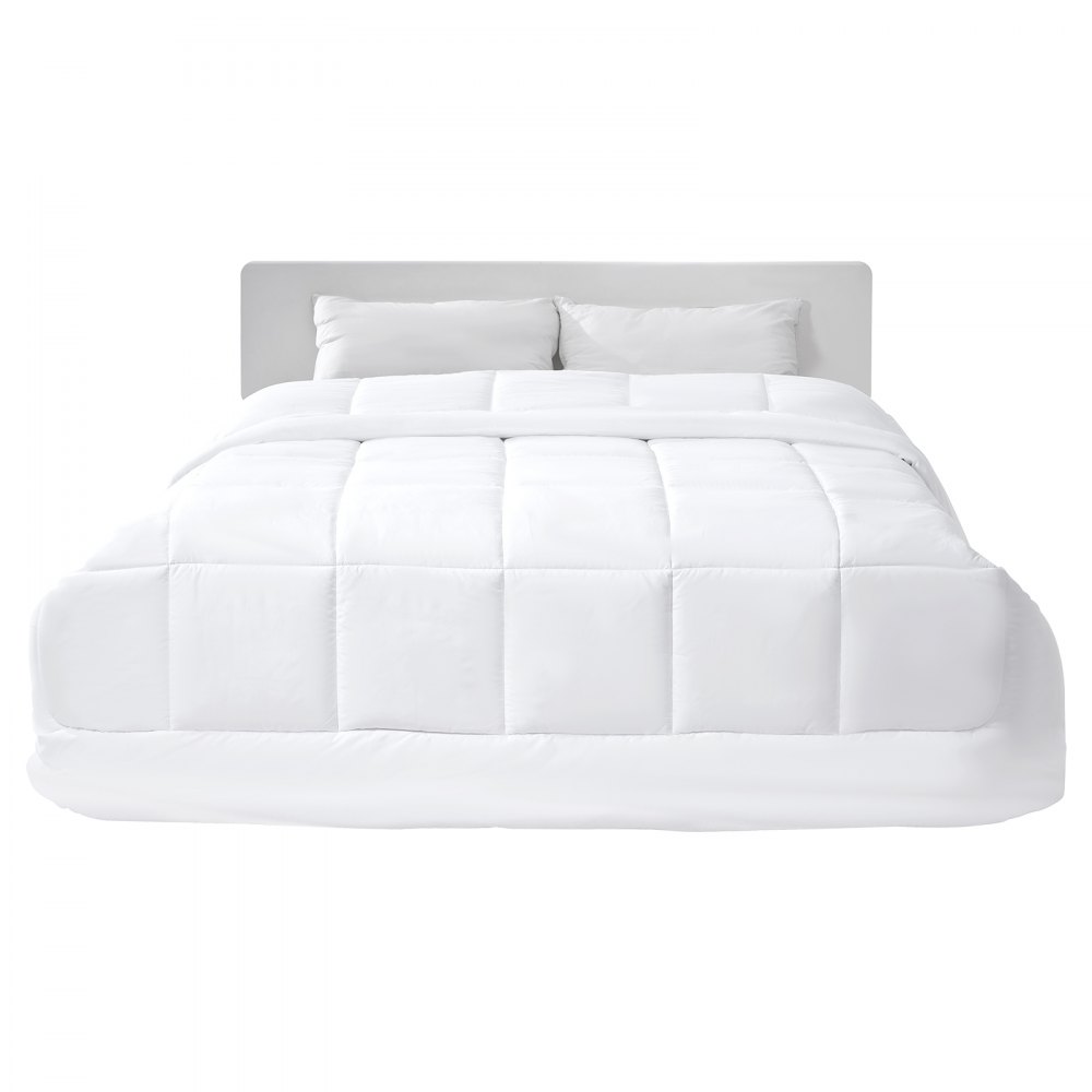 VEVOR Comforter Duvet Insert, 88 x 88 in, Queen Size Down Alternative Comforter, Quilted All Season Duvet with 4 Tabs, Soft & Machine Washable, Box Stitched Bedding for Home Hotel, Women/Men, White