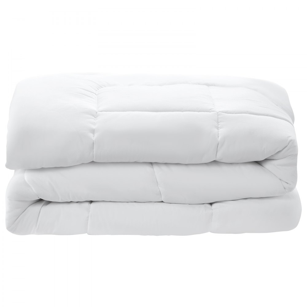 VEVOR Comforter Duvet Insert, 88 x 88 in, Queen Size Down Alternative Comforter, Quilted All Season Duvet with 4 Tabs, Soft & Machine Washable, Box Stitched Bedding for Home Hotel, Women/Men, White