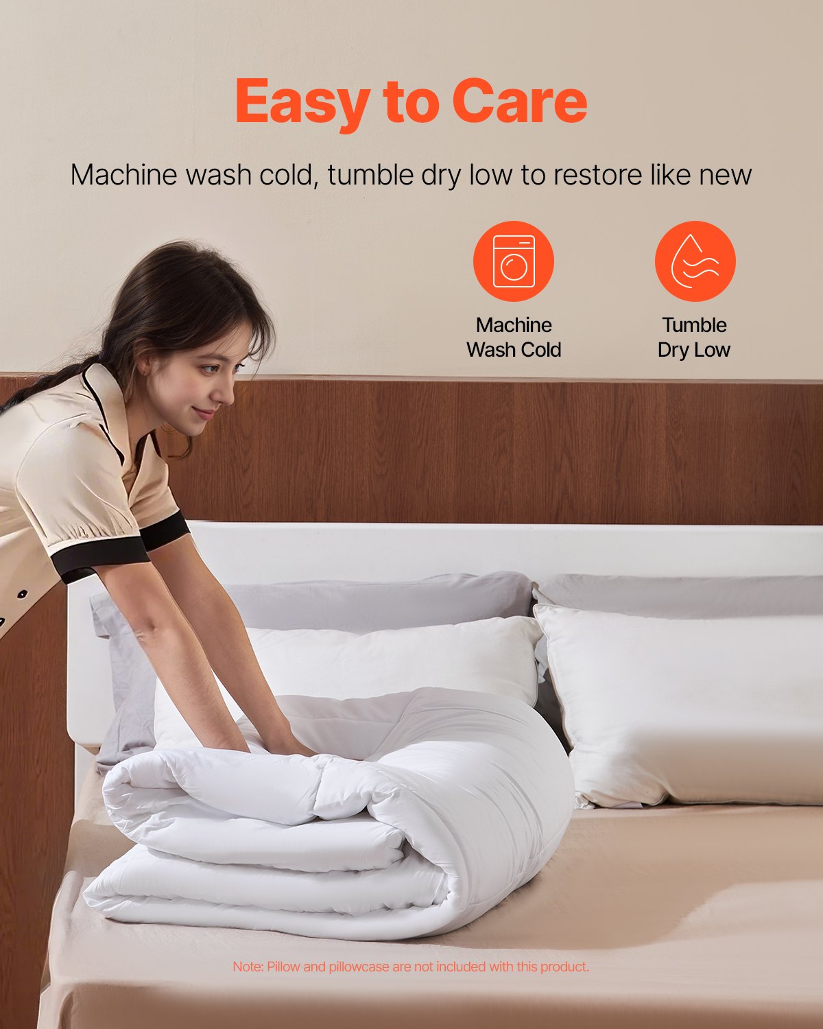 VEVOR Comforter Duvet Insert, 88 x 88 in, Queen Size Down Alternative Comforter, Quilted All Season Duvet with 4 Tabs, Soft & Machine Washable, Box Stitched Bedding for Home Hotel, Women/Men, White