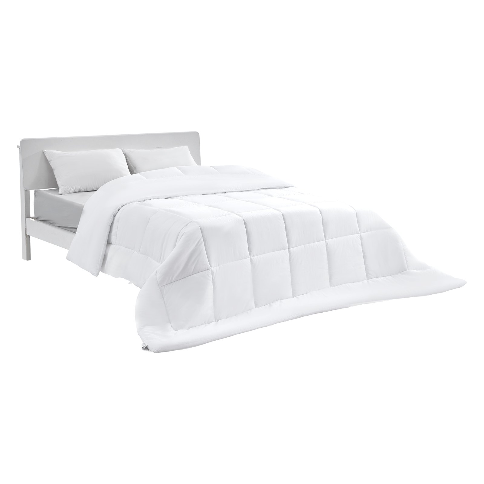 VEVOR Comforter Duvet Insert, 88 x 88 in, Queen Size Down Alternative Comforter, Quilted All Season Duvet with 4 Tabs, Soft & Machine Washable, Box Stitched Bedding for Home Hotel, Women/Men, White