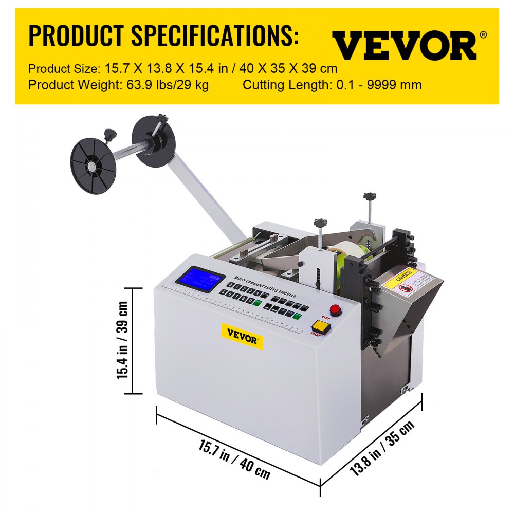VEVOR YS-100 Krympslangsskärare, Rörskärare Skärmaskin Rör PVC Bredd 100MM, Automatisk Kabelrörsskärare PVC-rörsskärare för PVC Krympslang