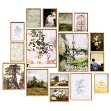 Framed Wall Art Prints Vintage Art Decor 16 PCS for Living Room & Bedroom