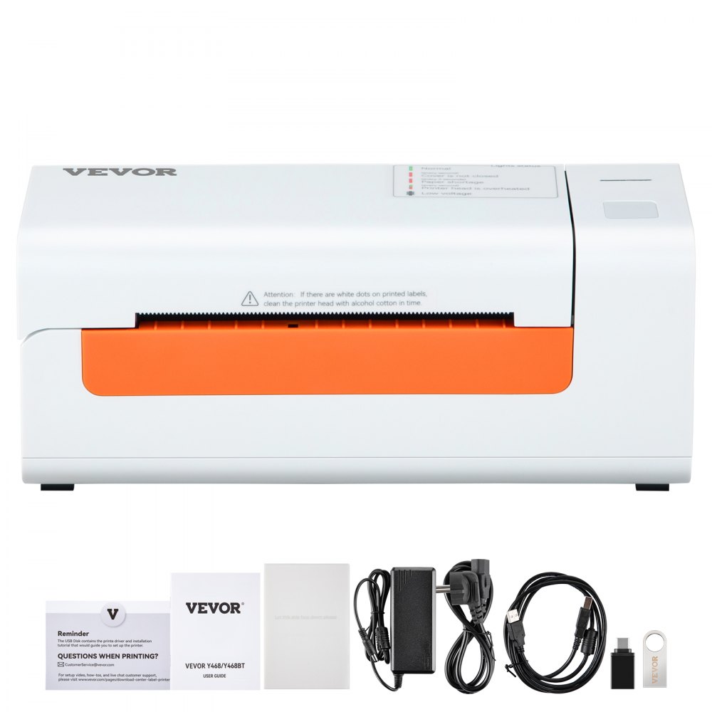 VEVOR Thermal Label Printer, Shipping Label Printer for 4\" x 6\" Shipping Labels, USB Connection & Automatic Label Recognition, Support Windows/MacOS/Linux, Compatible with Amazon, Ebay, Etsy, UPS,et