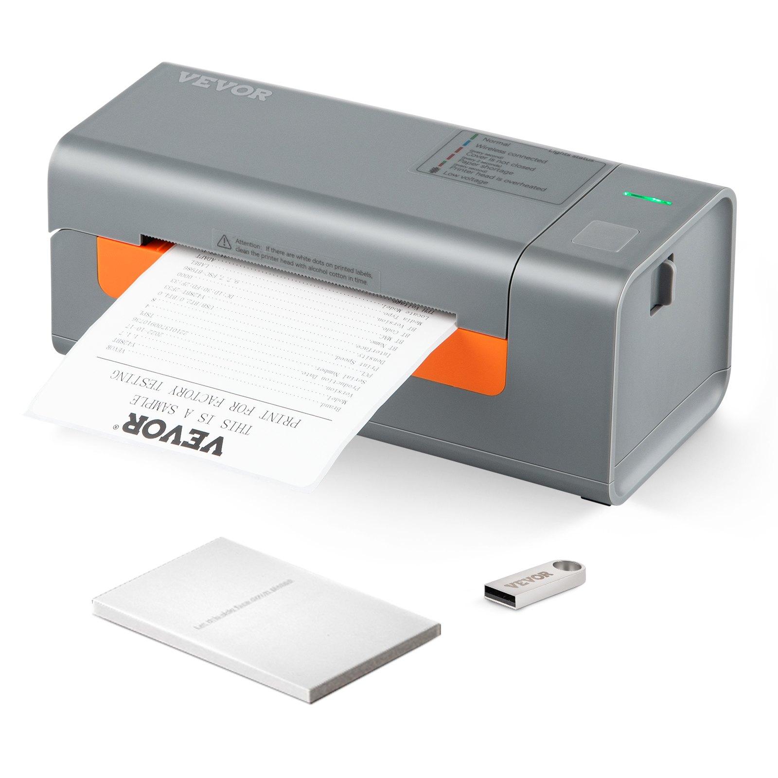Tepelná tlačiareň štítkov VEVOR, 203 DPI 60 ks/min pre 4x6 poštových balíkov, pripojenie USB a automatické rozpoznávanie štítkov, podpora Windows/MacOS/Linux, kompatibilné s Amazon, eBay, Etsy, UPS atď., Gray
