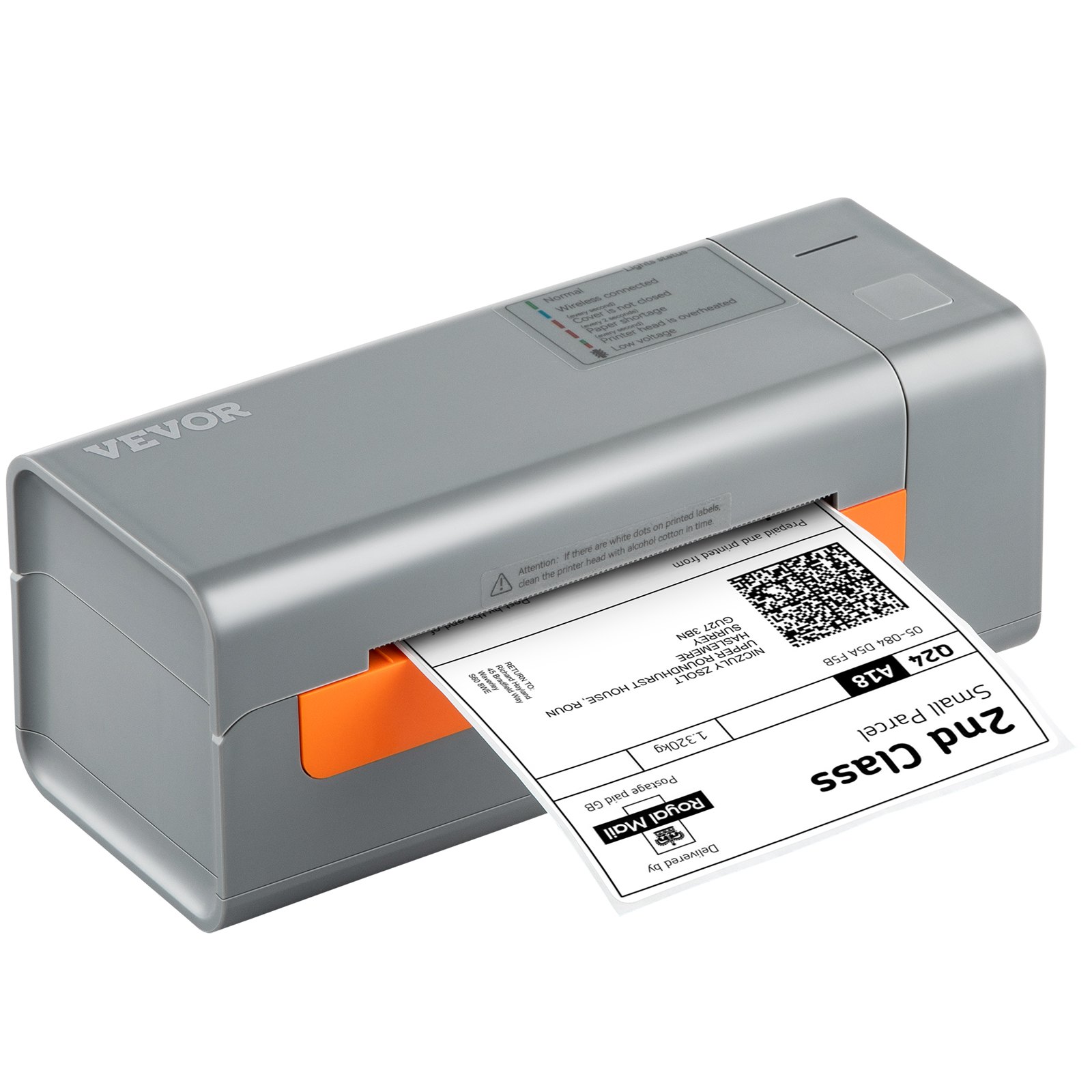 Tepelná tlačiareň štítkov VEVOR, 203 DPI 60 ks/min pre 4x6 poštových balíkov, pripojenie USB a automatické rozpoznávanie štítkov, podpora Windows/MacOS/Linux, kompatibilné s Amazon, eBay, Etsy, UPS atď., Gray