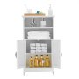 VEVOR Armario de baño de 4 niveles, organizador de almacenamiento de madera con 2 puertas y estante ajustable, mueble de baño moderno, decoración del hogar, armario independiente para cocina, sala de estar o entrada, color blanco