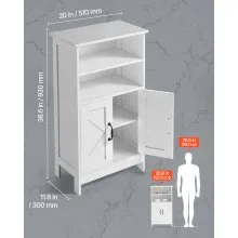 Wooden Bathroom Floor Cabinet Storage with Adjustable Shelf 2 Doors White