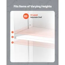 Wooden Bathroom Floor Cabinet Storage with Adjustable Shelf 2 Doors White