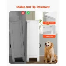 Wooden Bathroom Floor Cabinet Storage with Adjustable Shelf 2 Doors White