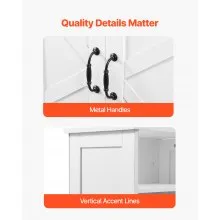 Wooden Bathroom Floor Cabinet Storage with Adjustable Shelf 2 Doors White