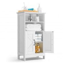 Wooden Bathroom Floor Cabinet Storage with Adjustable Shelf 2 Doors White