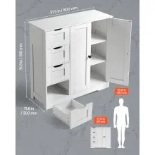 Wooden Bathroom Floor Cabinet Storage 4 Drawers and Adjustable Shelf White