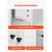 Wooden Bathroom Floor Cabinet Storage 4 Drawers and Adjustable Shelf White