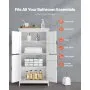 VEVOR Bathroom Floor Cabinet, 4-Tier, Wooden Storage Organizer with 4 Doors and Adjustable Shelf, Modern Bathroom Furniture Home Decor Freestanding Cupboard for Kitchen/Living Room/Entryway Use, White