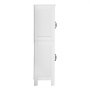 VEVOR Bathroom Floor Cabinet, 4-Tier, Wooden Storage Organizer with 4 Doors and Adjustable Shelf, Modern Bathroom Furniture Home Decor Freestanding Cupboard for Kitchen/Living Room/Entryway Use, White