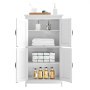VEVOR Bathroom Floor Cabinet, 4-Tier, Wooden Storage Organizer with 4 Doors and Adjustable Shelf, Modern Bathroom Furniture Home Decor Freestanding Cupboard for Kitchen/Living Room/Entryway Use, White