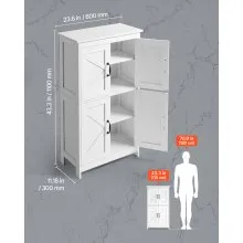 Wooden Bathroom Floor Cabinet Storage Organizer Adjustable Shelf White