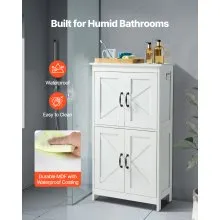 Wooden Bathroom Floor Cabinet Storage Organizer Adjustable Shelf White