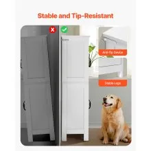 Wooden Bathroom Floor Cabinet Storage Organizer Adjustable Shelf White