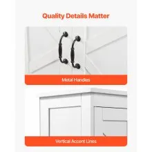 Wooden Bathroom Floor Cabinet Storage Organizer Adjustable Shelf White