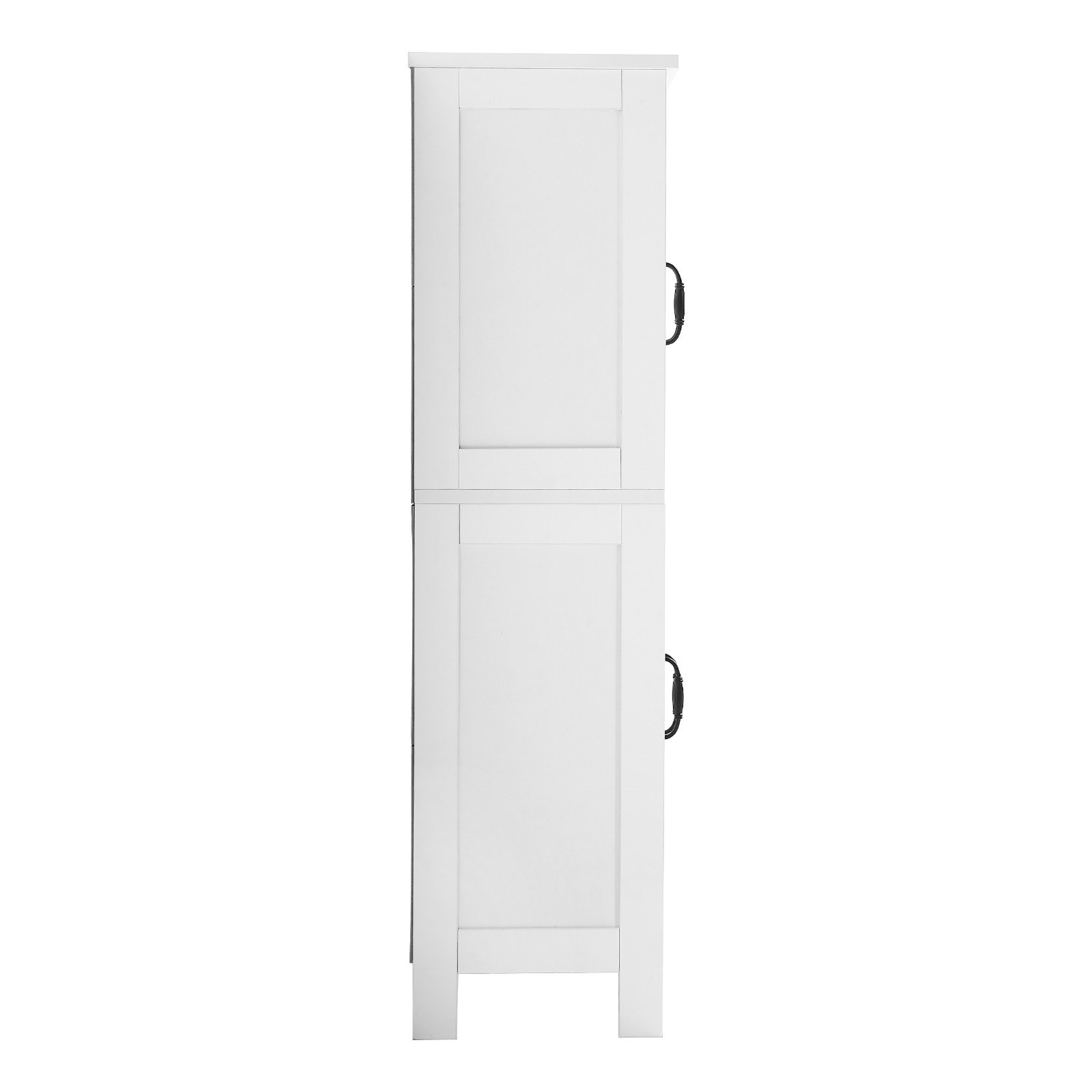 VEVOR Bathroom Floor Cabinet, 4-Tier, Wooden Storage Organizer with 4 Doors and Adjustable Shelf, Modern Bathroom Furniture Home Decor Freestanding Cupboard for Kitchen/Living Room/Entryway Use, White
