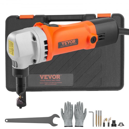 VEVOR Sheet Metal Nibbler, 550W Powerful 2200 RPM High Speed, 360 Degree Rotation Electric Nibbler Metal Cutter, Straight Curve and Circle Cutting for Stainless Steel, Aluminum, Plastic, Wood Board
