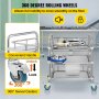 VEVOR Lab Cart 3 Layers Double Drawers Medical Cart with Wheels 1 Refuse Basin Stainless Steel Cart Service Cart for Laboratory, Hospital, Dental, Restaurant Hotel and Home Use (Large)