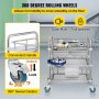 VEVOR Lab Cart Stainless Steel Cart 3 Layers with Refuse Basin 2 Drawers Size M