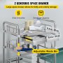 VEVOR Lab Cart 3 Layers Double Drawers Medical Cart with Wheels 1 Refuse Basin Stainless Steel Cart Service Cart for Laboratory, Hospital, Dental, Restaurant Hotel and Home Use (Medium)