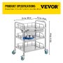VEVOR Lab Cart 3 Layers Double Drawers Medical Cart with Wheels 1 Refuse Basin Stainless Steel Cart Service Cart for Laboratory, Hospital, Dental, Restaurant Hotel and Home Use (Medium)